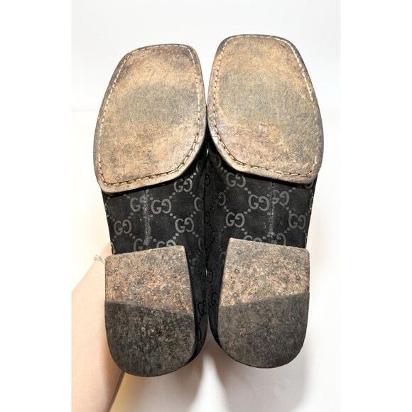 Gucci Black Suede Flats/Loafers GG Monogram Square Toe Vintage Y2K Sz 36 6 - Picture 7 of 11